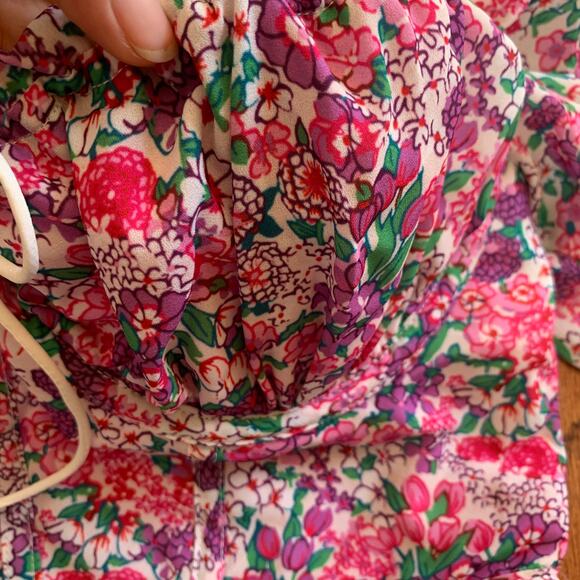 For Love & Lemons Floral Bustier Crop Top | Purple Pink Multi | Size Small - Picture 3 of 9